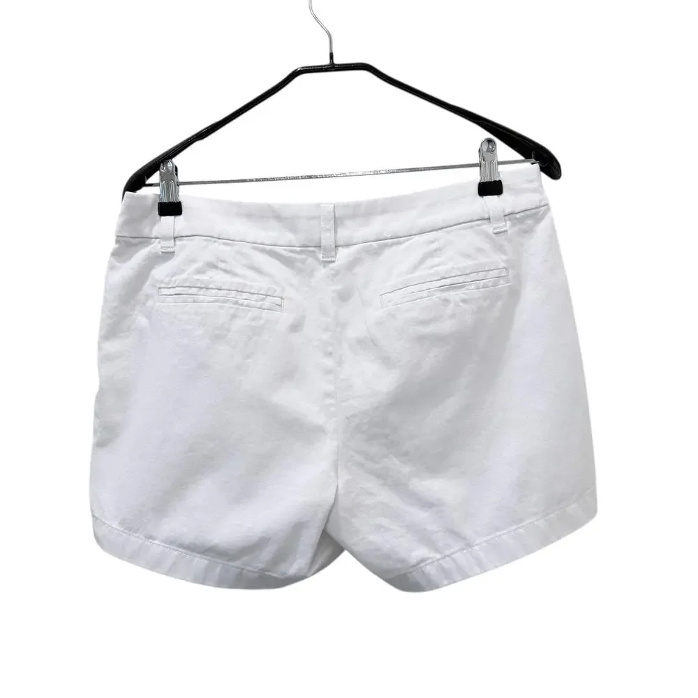 J.CREW Chino Shorts Womens 8 White Twill 3.5 Inseam Flat Front Casual Summer